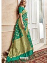 Aqua Mint Latest Designer Traditional Wear Banarasi Silk Sari