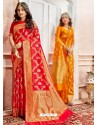 Red Latest Designer Traditional Wear Banarasi Silk Sari