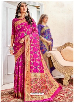 Magenta Latest Designer Traditional Wear Banarasi Silk Sari