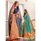 Navy Blue Latest Designer Traditional Wear Banarasi Silk Sari