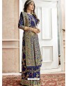 Navy Blue Latest Designer Traditional Wear Banarasi Silk Sari