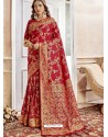 Red Latest Designer Traditional Wear Banarasi Silk Sari
