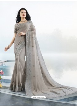 Silver Latest Designer Party Wear Bember Georgette Sari