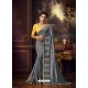 Grey Latest Designer Party Wear Vichitra Silk Sari