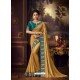 Mustard Latest Designer Party Wear Vichitra Silk Sari