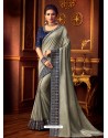 Silver Latest Designer Party Wear Vichitra Silk Sari