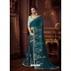 Teal Blue Latest Designer Party Wear Vichitra Silk Sari