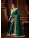 Dark Green Latest Designer Party Wear Vichitra Silk Sari