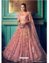 Peach Heavy Embroidered Designer Net Wedding Lehenga Choli
