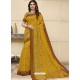 Mustard Latest Designer Party Wear Raw Silk Sari