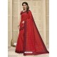 Red Latest Designer Party Wear Raw Silk Sari