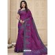 Medium Violet Latest Designer Party Wear Raw Silk Sari