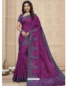 Medium Violet Latest Designer Party Wear Raw Silk Sari