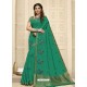 Aqua Mint Latest Designer Party Wear Raw Silk Sari