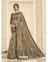 Beige Latest Designer Party Wear Raw Silk Sari