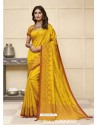 Yellow Latest Designer Party Wear Raw Silk Sari