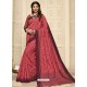 Light Red Latest Designer Party Wear Raw Silk Sari