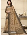 Beige Latest Designer Party Wear Raw Silk Sari
