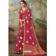 Rose Red Latest Designer Classic Wear Chiffon Sari
