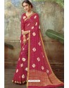 Rose Red Latest Designer Classic Wear Chiffon Sari