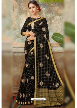 Black Latest Designer Classic Wear Chiffon Sari