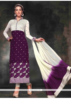 Blooming Purple Georgette Churidar Salwar Kameez