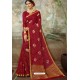 Maroon Latest Designer Classic Wear Chiffon Sari