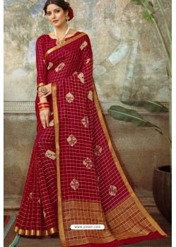 Maroon Latest Designer Classic Wear Chiffon Sari