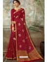 Maroon Latest Designer Classic Wear Chiffon Sari