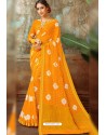 Mustard Latest Designer Classic Wear Chiffon Sari