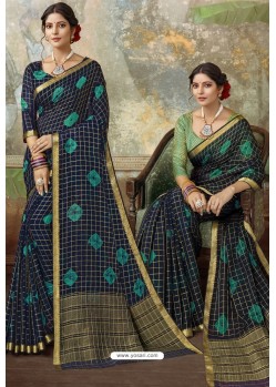 Navy Blue Latest Designer Classic Wear Chiffon Sari