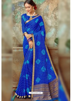 Royal Blue Latest Designer Classic Wear Chiffon Sari