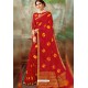 Red Latest Designer Classic Wear Chiffon Sari