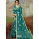 Teal Latest Designer Classic Wear Chiffon Sari