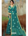 Teal Latest Designer Classic Wear Chiffon Sari