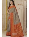 Grey Latest Designer Classic Wear Silk Sari