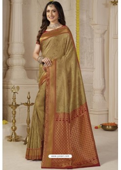 Taupe Latest Designer Classic Wear Silk Sari