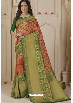 Red Latest Designer Classic Wear Silk Sari