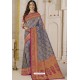 Dark Blue Latest Designer Classic Wear Silk Sari