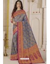 Dark Blue Latest Designer Classic Wear Silk Sari