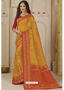 Mustard Latest Designer Classic Wear Silk Sari