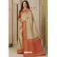 Light Beige Latest Designer Classic Wear Silk Sari