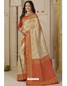 Light Beige Latest Designer Classic Wear Silk Sari