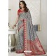 Grey Latest Designer Classic Wear Silk Sari