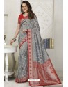 Grey Latest Designer Classic Wear Silk Sari