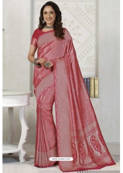 Rose Red Latest Designer Classic Wear Silk Sari