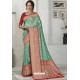 Aqua Mint Latest Designer Classic Wear Silk Sari