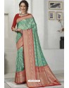 Aqua Mint Latest Designer Classic Wear Silk Sari