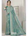 Turquoise Latest Designer Classic Wear Silk Sari