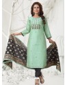 Sea Green Latest Designer Party Wear Readymade Straight Salwar Suit